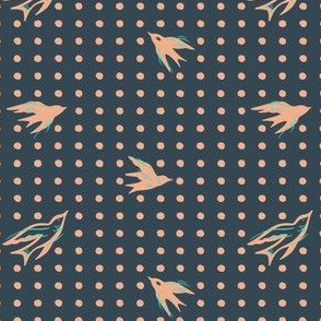 Polka Dot Sparrows - Navy & Pink