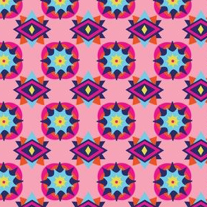 Colourful Geometric on Pink