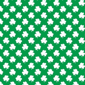White Heart-Shaped Clover on Green St. Patricks Day