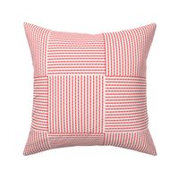 Patchwork Quilt Squares in Shades of Firecracker Red Seersucker-look Stripes