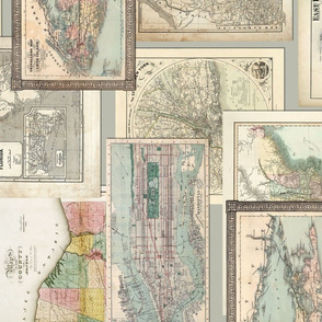 Vintage East Coast Maps Rotated - Large scale