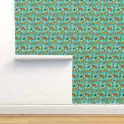 Wild And Wonderful Jungle Friends - Turquoise Background + Tiny Scale