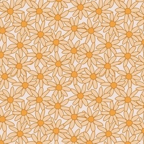 Small scale Daisy garden in Buttery Sunshine Flowers - Cream and Yellow,  bold and modern floral pattern for dresses and apparel , adorable  nursery sheets and bumper pads, bibs, burp cloths and more   