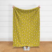 Daisy Garden in Lemon Yellow, lime Green and cool white - jumbo scale wallpaper and home decor , large  scale, bold and modern floral pattern for dresses and apparel , adorable nursery sheets and bumper pads, bibs, burp cloths and more   