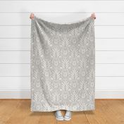 Hawaiian Damask | Large Scale | Neutral Gray Tropical Pineapple