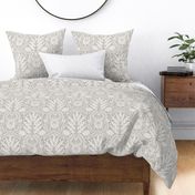 Hawaiian Damask | Large Scale | Neutral Gray Tropical Pineapple