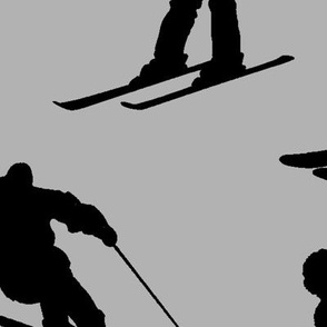 6" Skiers on Grey