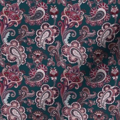 Teal and Maroon Classic Paisley
