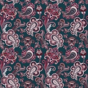 Teal and Maroon Classic Paisley