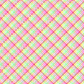 Mini Small Pastel Rainbow Tablecloth Diagonal Check