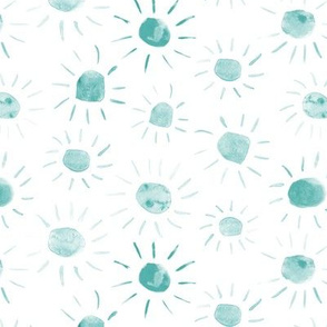 Emerald watercolor sunshines - painted suns for modern nursery pa221-4
