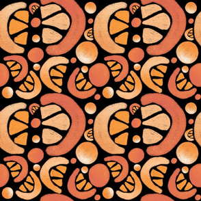 Orange Fruit Pattern on Black