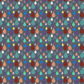Colorful Raindrops -Grey