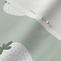 Strawberry flow garden minimalist fruit boho style nursery mint mist green sage white neutral green JUMBO wallpaper