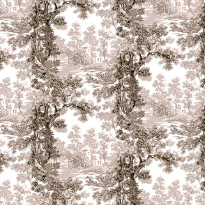 Forest Green Vintage Rustic Country Pines Toile De Jouy