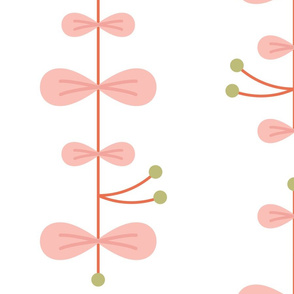 july vines panels - white+coral large scale