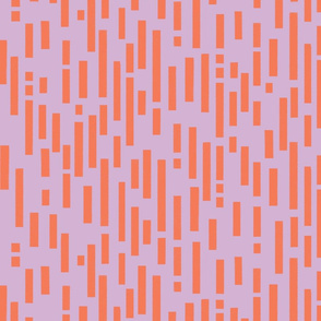 Geometric Broken Stripes - Coral on Lilac