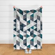 rotated teal, gray, mint, and arrows wholecloth