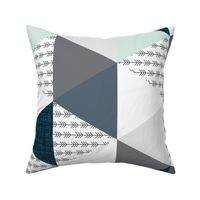 rotated teal, gray, mint, and arrows wholecloth