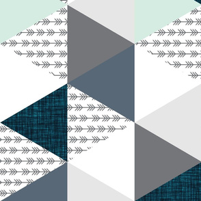 rotated teal, gray, mint, and arrows wholecloth