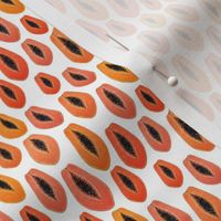 Papaya  fruit, pawpaw on  white, created from watercolor art with shades of orange and coral , this summer fruit design is fun, bright and funky!