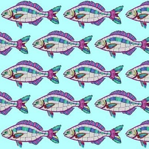 Mosaic Fish on light blue