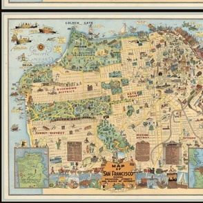 San Francisco map, vintage pictorial, FQ