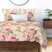 Pink roses,vintage flowers pattern 