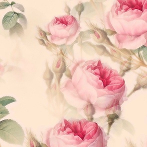 Pink roses,vintage flowers pattern 