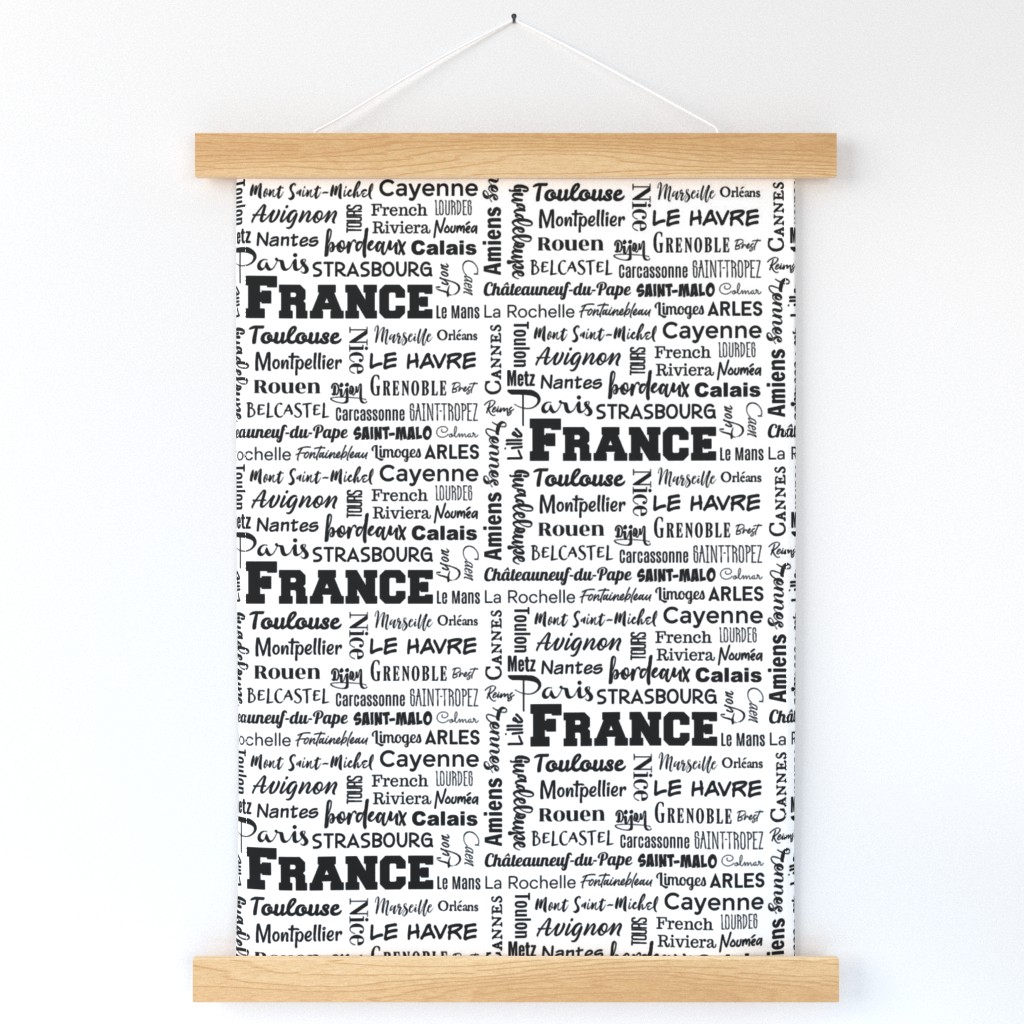 Cities of France, white and black (8-inch repeat)