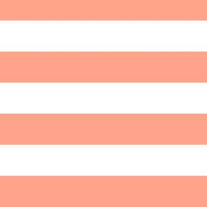 Large Peach Awning Stripe Pattern Horizontal in White