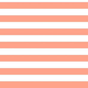 Peach Awning Stripe Pattern Horizontal in White