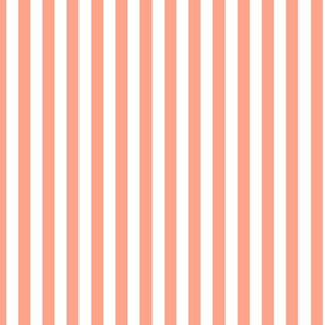 Peach Bengal Stripe Pattern Vertical in White