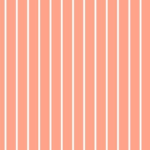 Peach Pin Stripe Pattern Vertical in White