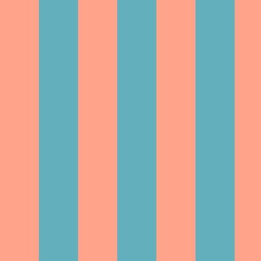 Large Peach Awning Stripe Pattern Vertical in Aqua