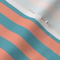 Peach Awning Stripe Pattern Vertical in Aqua