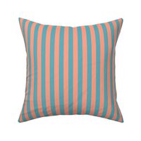 Peach Awning Stripe Pattern Vertical in Aqua