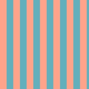 Peach Awning Stripe Pattern Vertical in Aqua