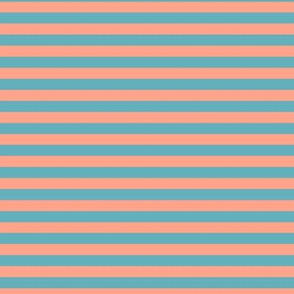 Peach Bengal Stripe Pattern Horizontal in Aqua