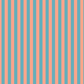 Peach Bengal Stripe Pattern Vertical in Aqua