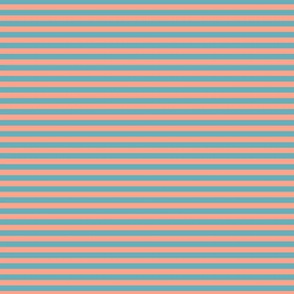 Small Peach Bengal Stripe Pattern Horizontal in Aqua