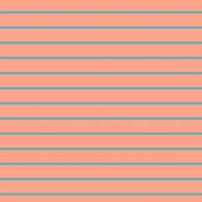 Peach Pin Stripe Pattern Horizontal in Aqua