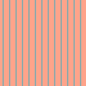 Peach Pin Stripe Pattern Vertical in Aqua