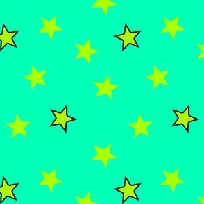 lime green stars in teal