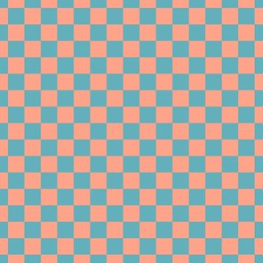 Checker Pattern - Peach and Aqua