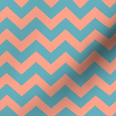 Chevron Pattern - Peach and Aqua