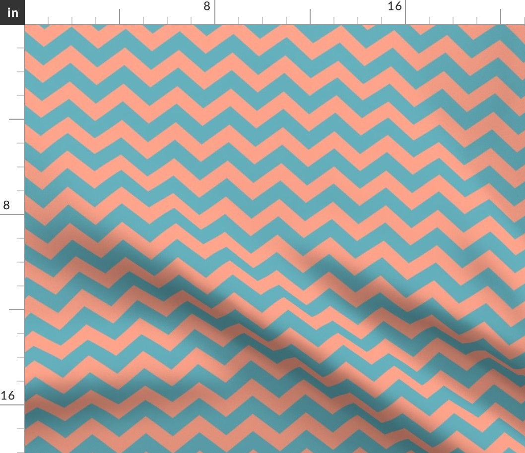 Chevron Pattern - Peach and Aqua