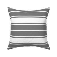 Grey Fog and white and White Horizontal  French Stripe