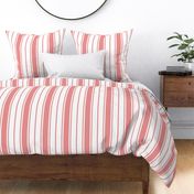 Coral and White Vertical  French Stripe