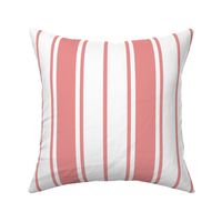 Coral and White Vertical  French Stripe